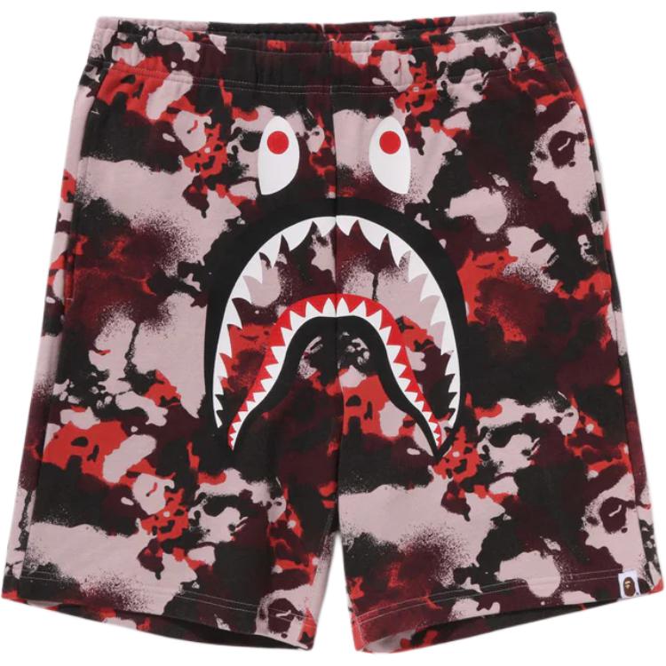 Bape Камуфляж Карта Обычный Крой Шорты-толстовка Акула 1l30-153-001
