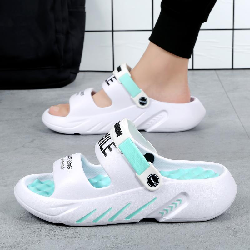 Летние мужские массажные тапочки, уличные сандалии, пляжные удобные мягкие шлепанцы, домашняя повседневная обувь, мужские сандалии, большой размер