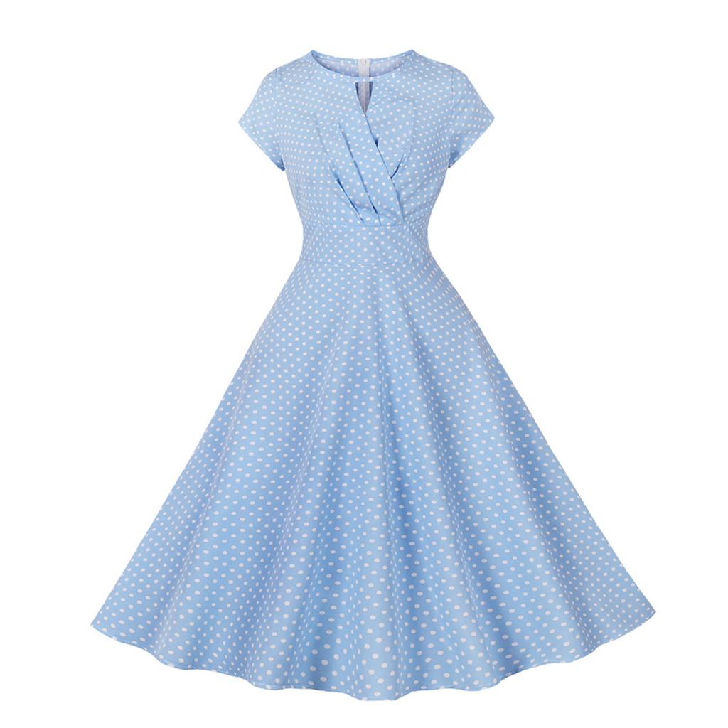 Женское модное повседневное облегающее платье в горошек с круглым вырезом и принтом