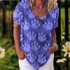 Летняя женская футболка свободного покроя с V-образным вырезом и 3D-принтом с короткими рукавами для девочек, повседневная женская футболка, уличный модный пуловер