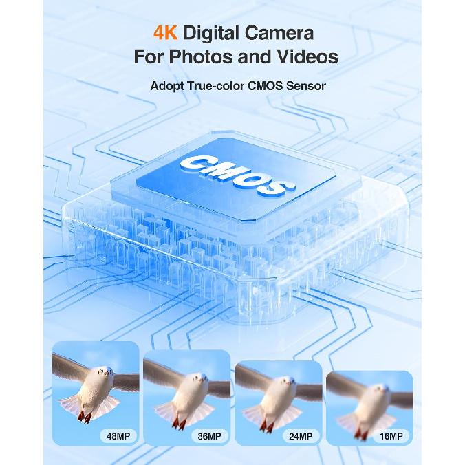 4K Digital Camera with Viewfinder & Dial, 48MP Vlogging Camera for Photography and Video Autofocus Anti-Shake, Travel Portable Digital Camera with