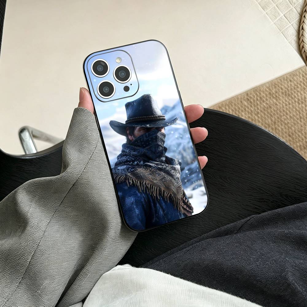 Чехол для телефона RDR2-Артур Морган Для iPhone 17, 16, 15, 14, 13, 12, 11 Plus, Pro Max, Другие Мягкий Черный Чехол