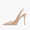 2026summer Fashion Buckle Women's High Heels 10cm  Open Heel Party Dress Designer Pointed Toe Casual Sandals Zapatillas Mujer