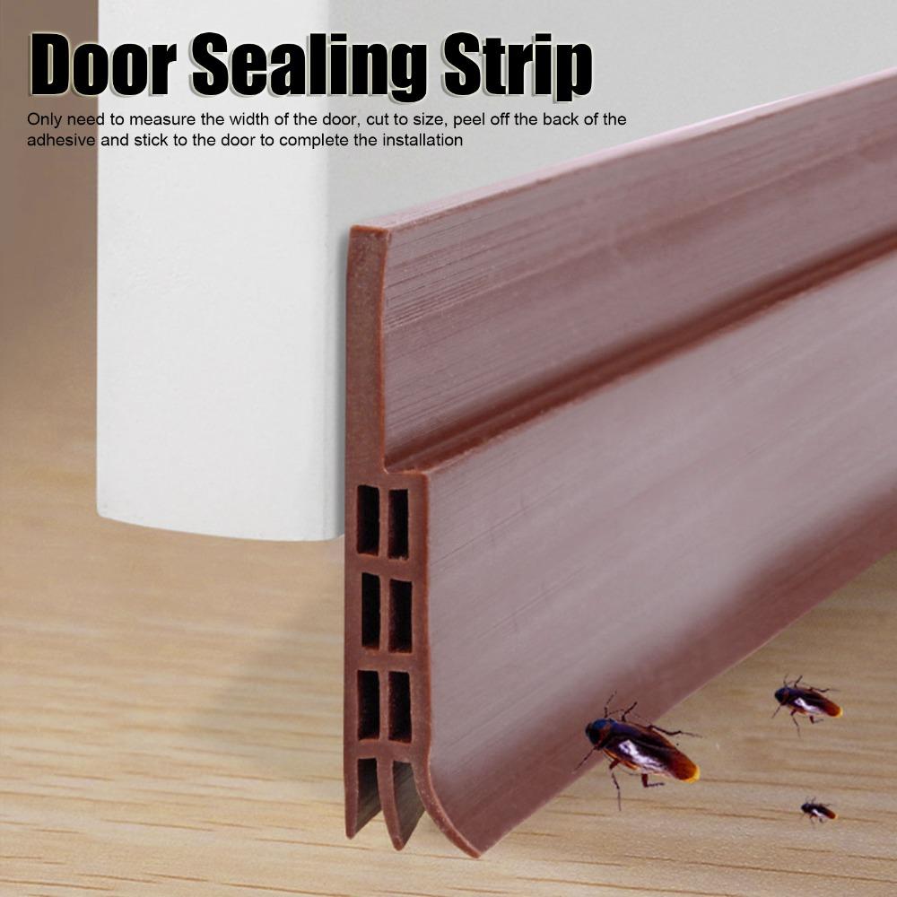 2pcs Brown Door Draft Stopper TPE Weather Stripping Seal Durable Door Sealing Strip Exterior Doors