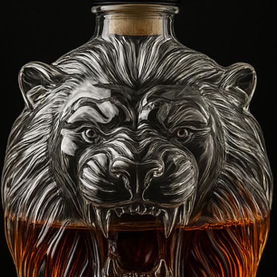 Графин для виски 280 мл с герметичной пробкой, дизайн льва, стеклянный графин большой емкости, графин для красного вина