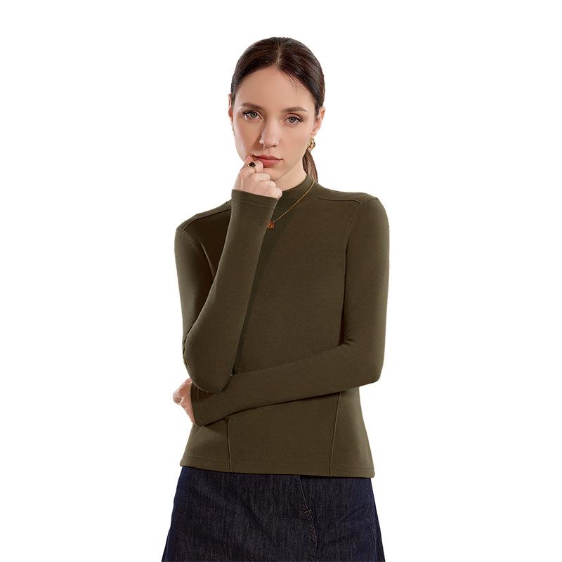 Женский термотоп с длинным рукавом и полуворотником из немецкого кашемира на осень