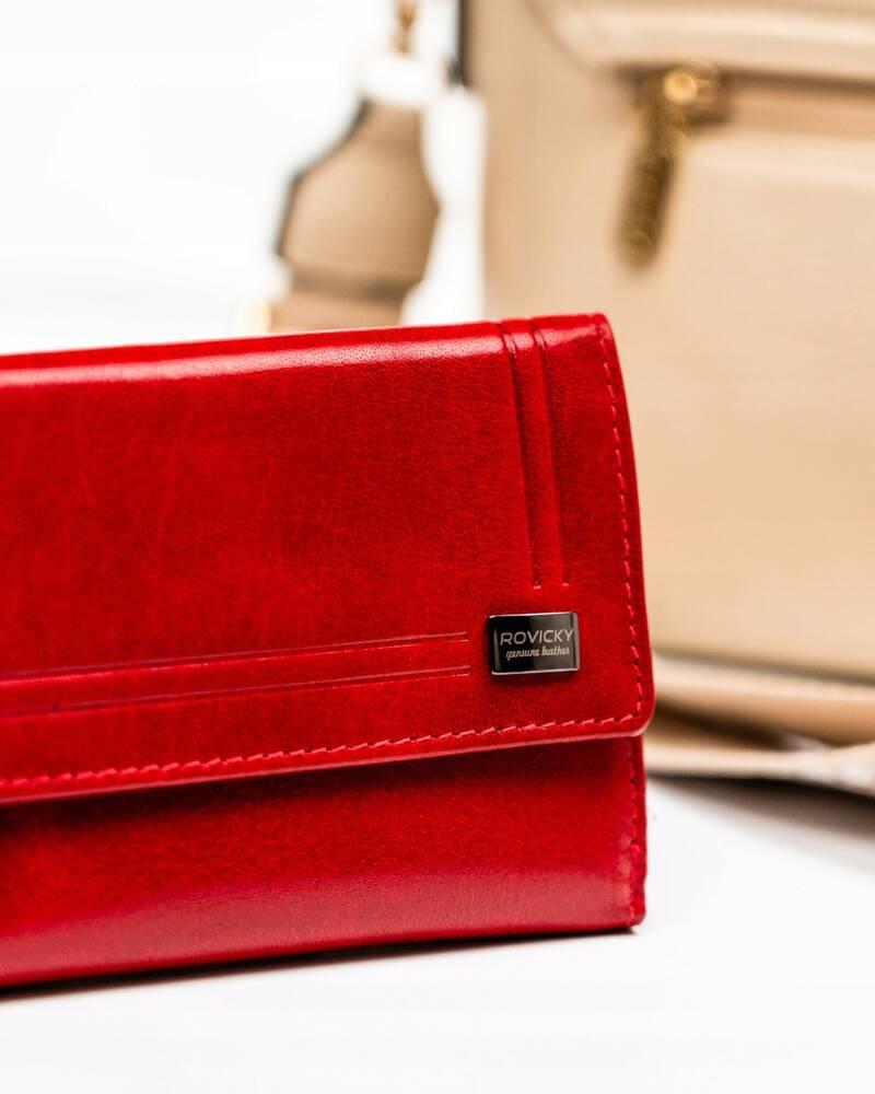 Women's wallet made of genuine leather with a snap closure - Rovicky