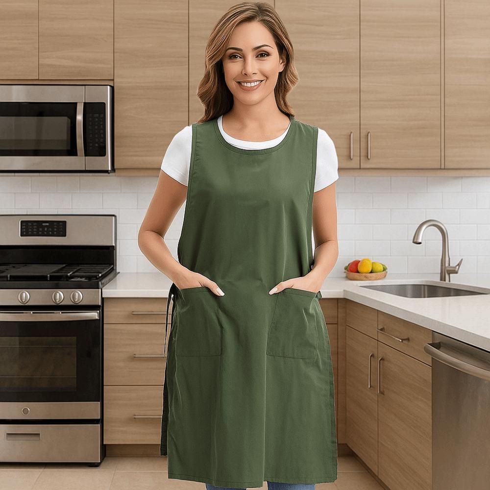 Хлопковый кухонный фартук с защитой от пятен, одежда для работы, одежда для студии, одежда для готовки, салон