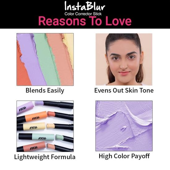 Nykaa Instablur Color Natural Full Corrector Stick - Оранжевый,, (1 счет)