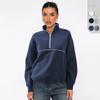 Women S Half Zip Long Sleeve Sweatshirt Contrast Color Casual Top