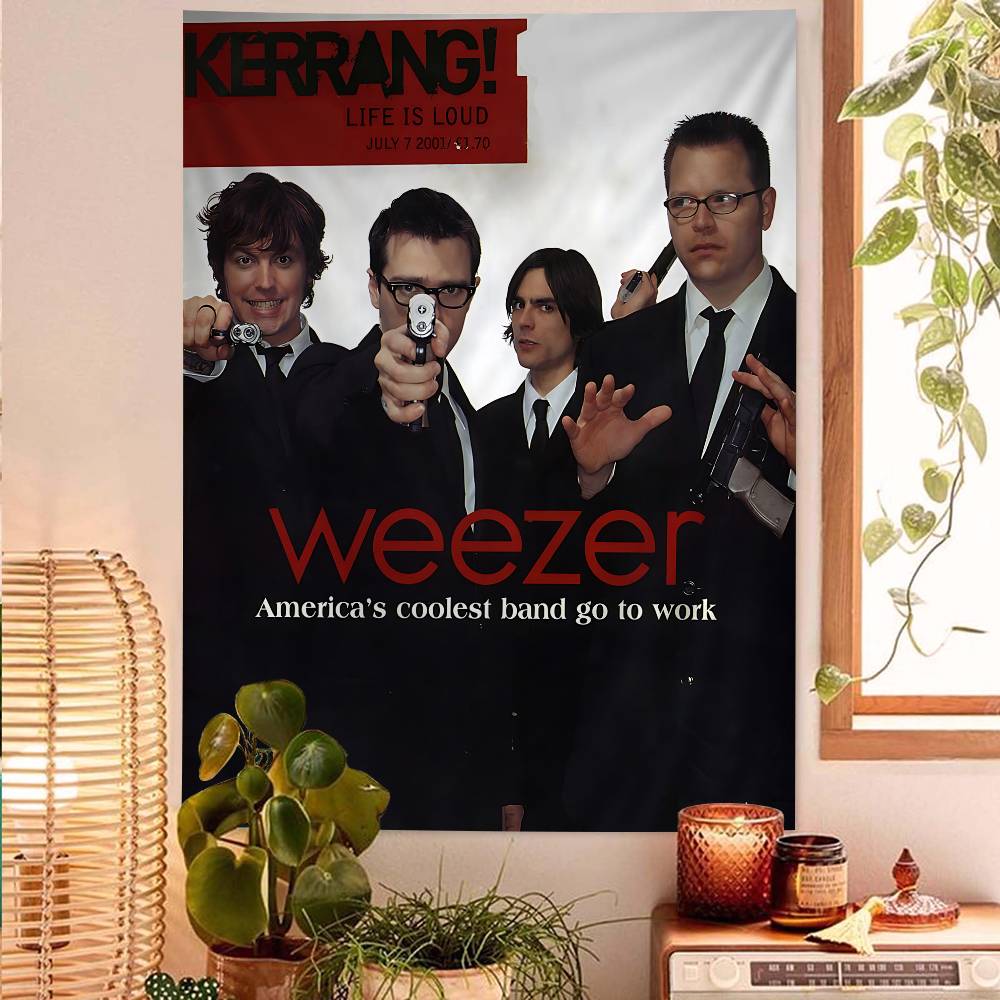 Classic Alternative Rock Band W-Weezer Tapestry Art Printing Japanese Wall Tapestry Anime Wall Hanging Home Decor