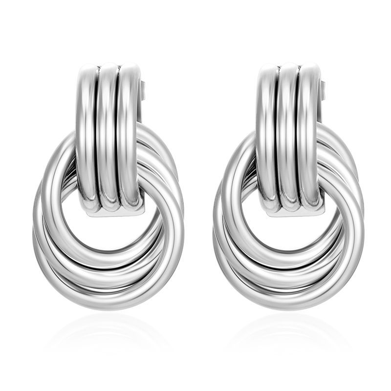 Fashion style earrings Light luxury personalized design Multi-layer circle earrings Versatile temperament earrings Stainless steel spring
