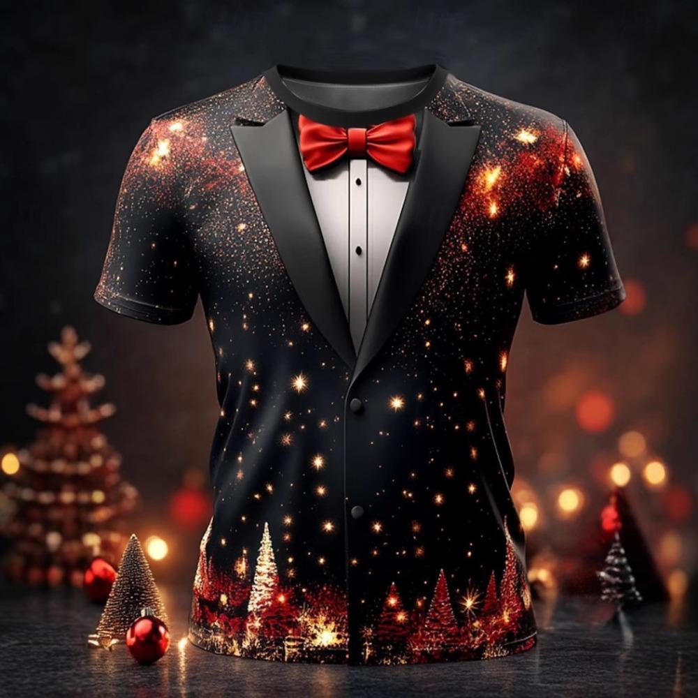 Рождественская футболка Мужская Принтованная Удобная С коротким рукавом Комфортная Универсальная Футболки Модная