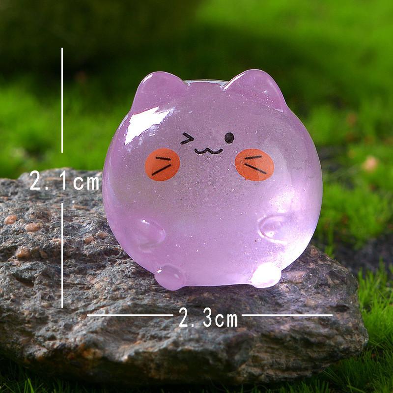 10 шт./лот Миниатюрные светящиеся кошки, животные, светящиеся в темноте, украшения из смолы, украшение для сада фей, мох, террариум, микроландшафт