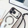 Шейный ремешок-шнурок с подвеской, магнитный чехол с покрытием для iPhone 17 Pro Max 16 15 13 12 14 Plus, прозрачный, для Magsafe, чехол из мягкого силикона