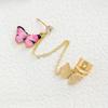 Elegant Alloy Butterfly Stud Earrings With Colorful Designs Geometric