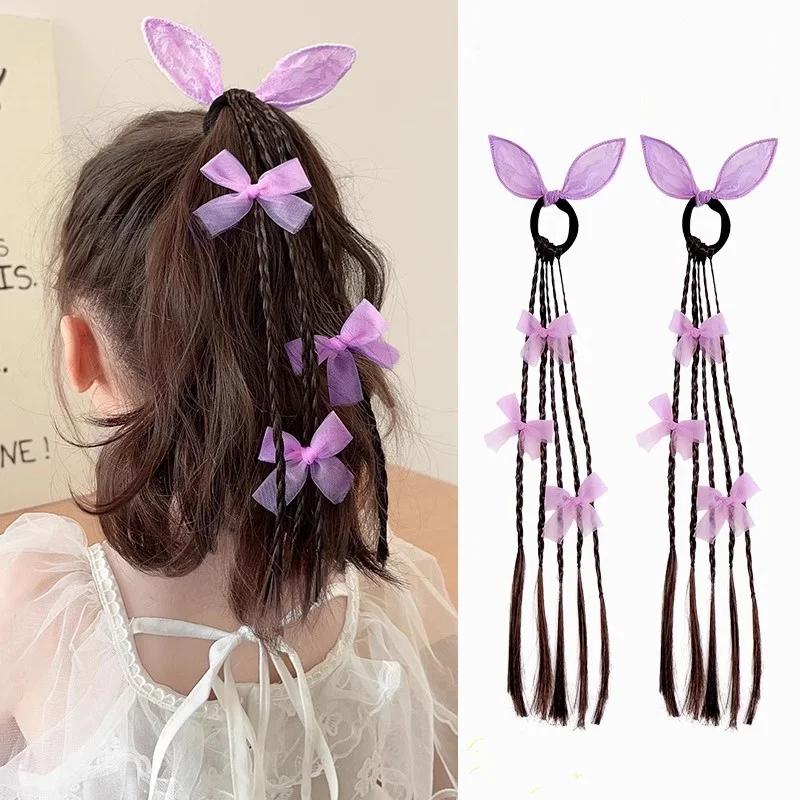 Милый парик, косичка для детей, девочка, шикарный бант-бабочка, кроличьи ушки, детский парик, косичка, повязка для волос, аксессуары для волос, головной убор, украшение