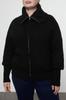 Women's Fashionable Stylish Plus Size Cardigan Black Turn-down Collar Zippered Crop Knitwear Cardigan