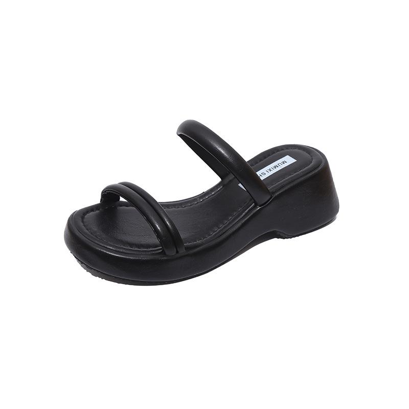 2025 Корейская версия летней новой моды шлепанцы на платформе мюли с открытым носком крутые шлепанцы