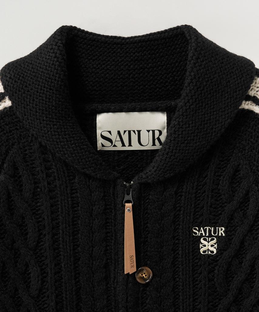 Satur (W) Lorton Cowichan Knit Cardigan Black