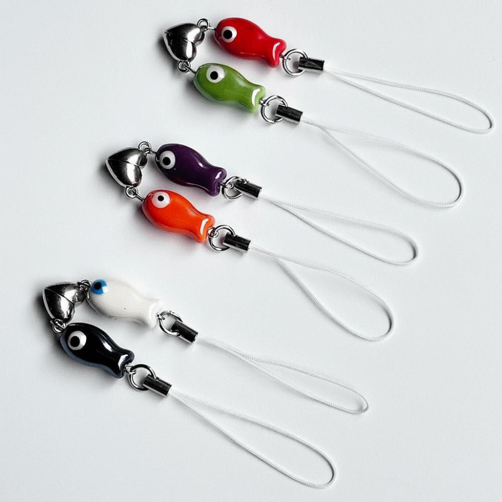 Bag Charm Magnetic Matching Keychain Heart Strap Couples Keychain Fish-Shaped Keyring Jewelry Gift