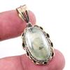 Natural Prehnite Gemstone 925 Solid Sterling Silver Two Tone Pendant 1.50'' A7g12