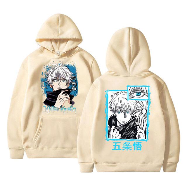 Аниме Магическая битва Сатору Годжо Толстовка с двусторонним принтом Унисекс Оверсайз Унисексга Толстовки Унисекс Женская Повседневная Толстовка