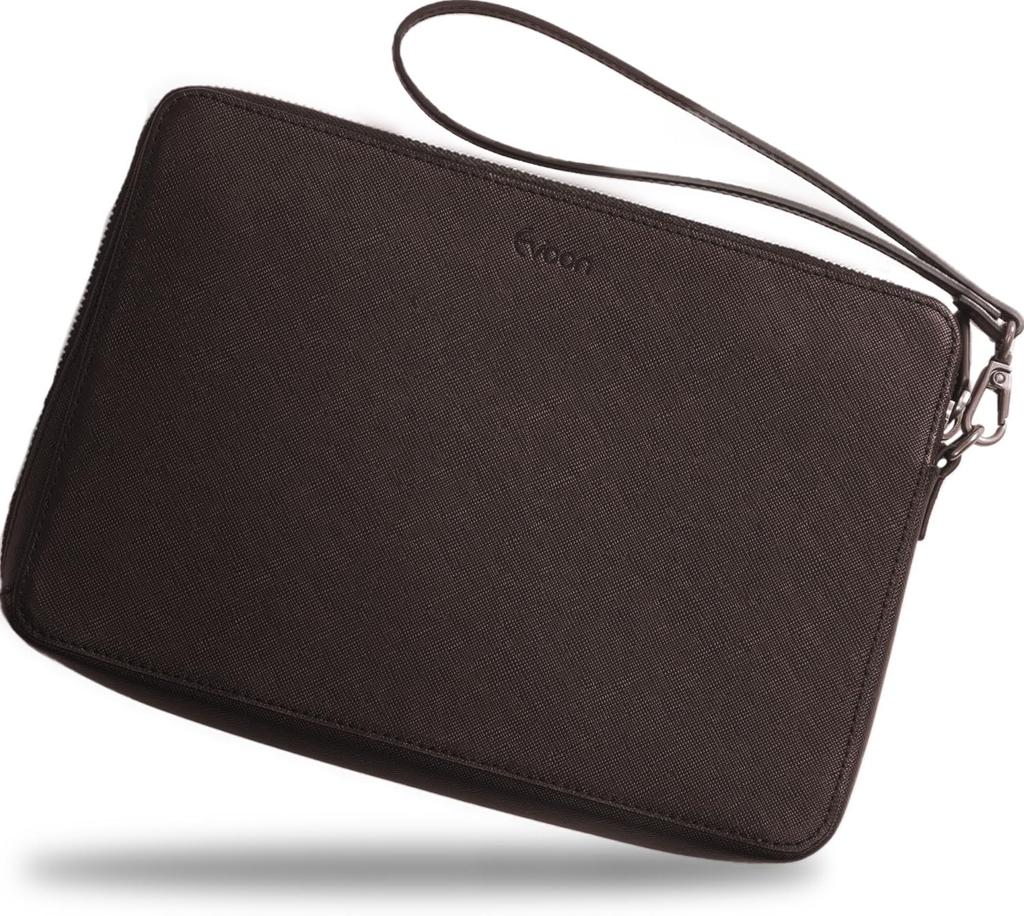 [Evoon] Changeable Clutch Bag, Genuine Leather, Clutch Bag, Men's Pouch, Shoulder Bag, Accessory Pouch, All In One (Dark Brown)
