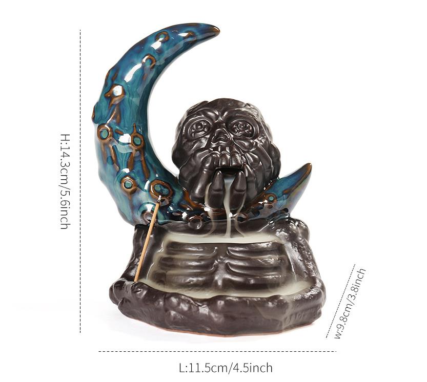 Waterfall Moon Incense Best Burner Skull Backflow Incense Burner Halloween Home Use Decor Home Use Aromatherapy Without Incense
