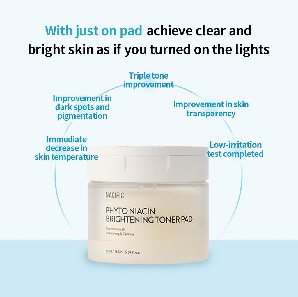 NACIFIC Осветляющий тонер-диск Phyto Niacin 160 мл 80 шт., охлаждающий, увлажняющий