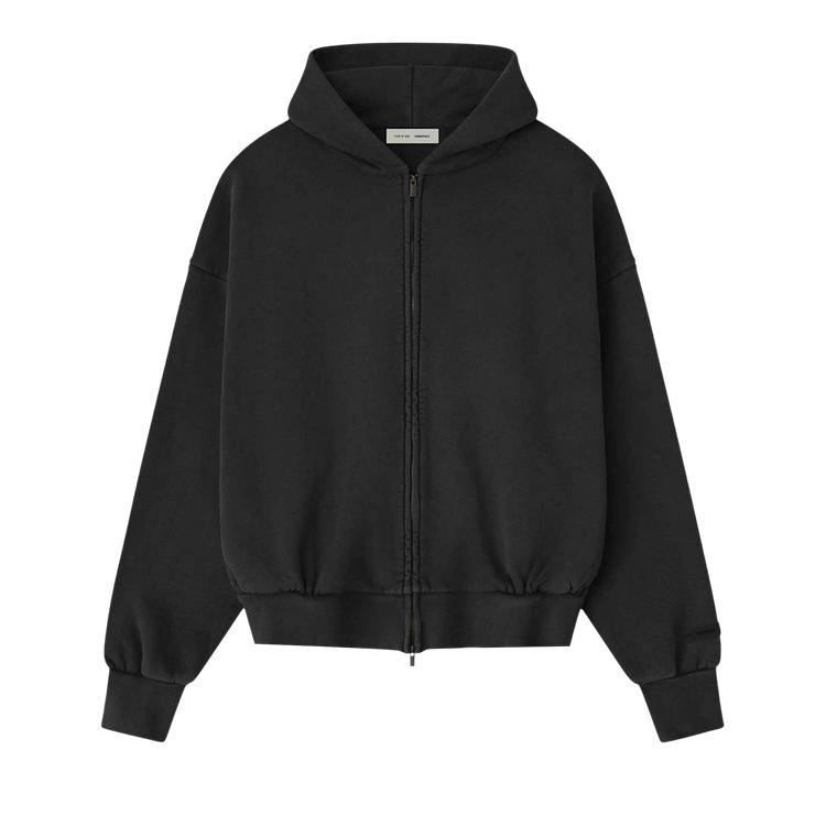 Men's Hoodie Fear of God Essentials Embroidered Classic Full Zip Hoodie Vintage Black