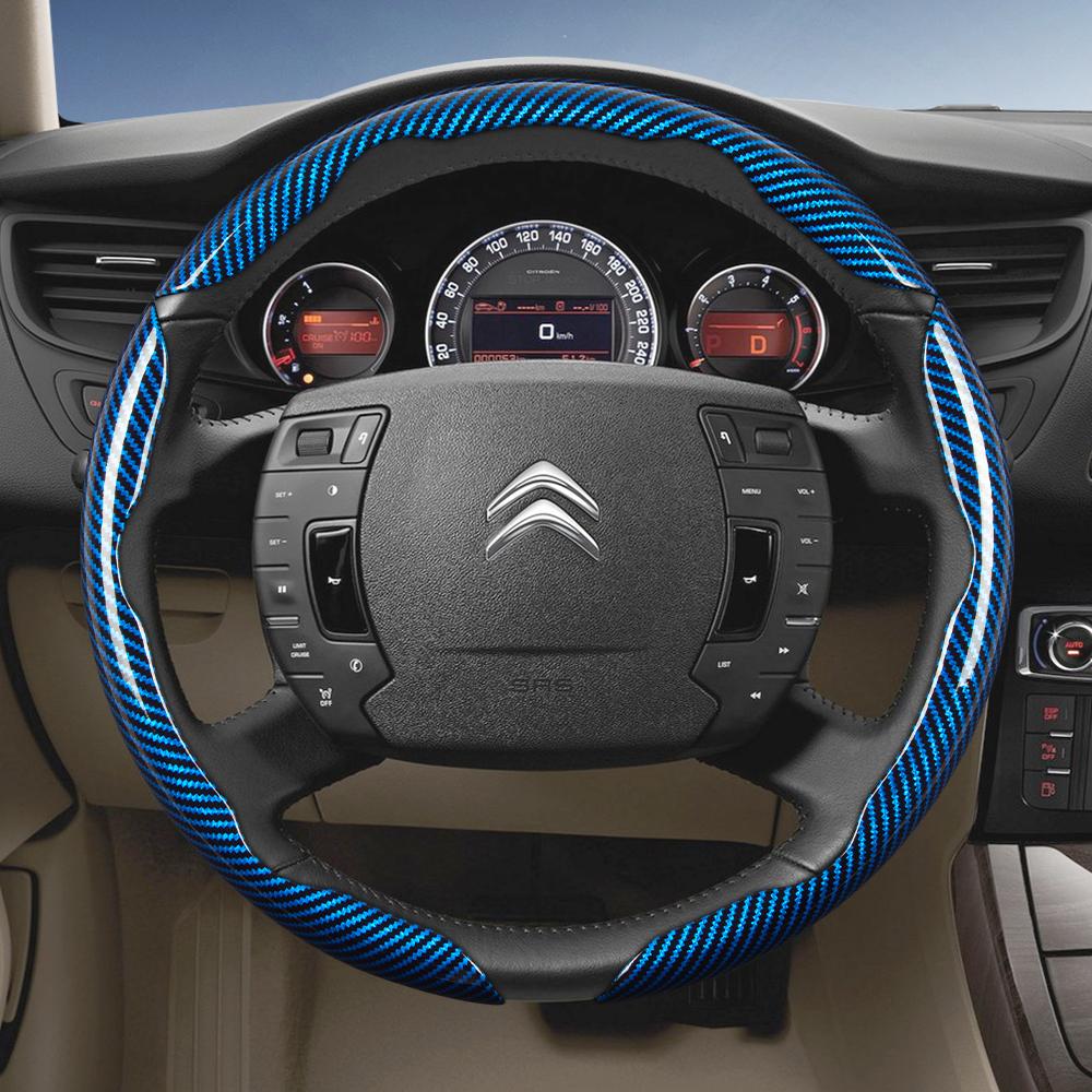 Подходит для Citroen Рулевое колесо с текстурой под карбон, Сегментированный дизайн с быстрой фиксацией, Прочные черные аксессуары для моделей, таких как C3, C