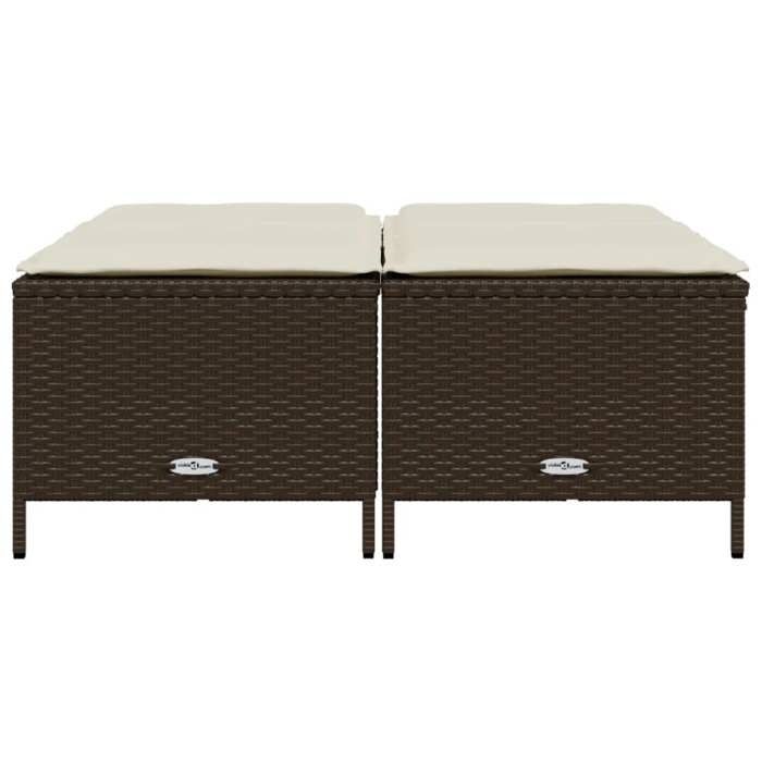 VidaXL Garden Stools with Cushions Set of 4 Brown Poly Rattan, Garden Seat, Outdoor Seating, Cube Stool, 368363