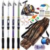 SOUGAYILANG Набор для рыбалки, портативная телескопическая удочка 1,8–3,3 м и 11BB, передаточное число 5,2:1, спиннинговая рыболовная катушка, сменная левая и правая рука
