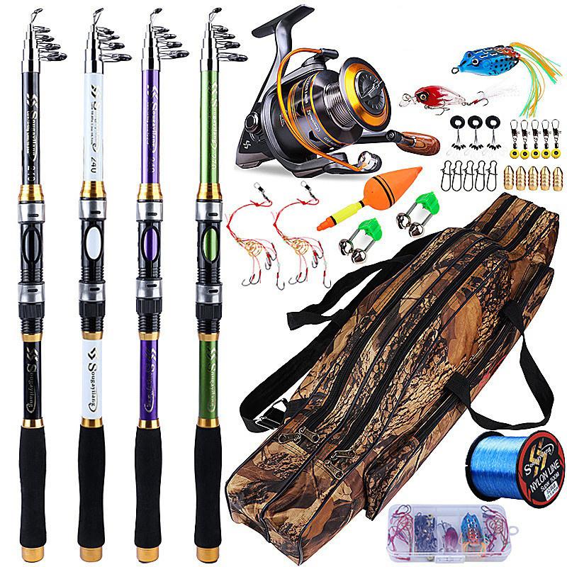 SOUGAYILANG Набор для рыбалки, портативная телескопическая удочка 1,8–3,3 м и 11BB, передаточное число 5,2:1, спиннинговая рыболовная катушка, сменная левая и правая рука