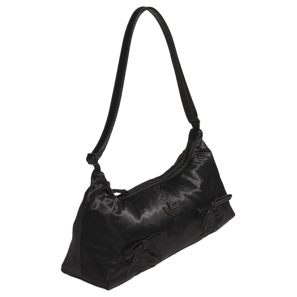 Adidas Originals Bow Tie Brand Logo Butterfly Knot Detail Nylon Underarm Baguette Handbag Shoulder Bag Small Women Handbags Black KC2770