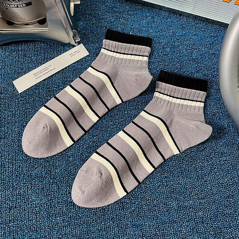 Мужские весенне-летние короткие носки, подростковые летние носки из чистого хлопка, полностью хлопковые, антибактериальные, влагоотводящие, спортивные и студенческие, модные