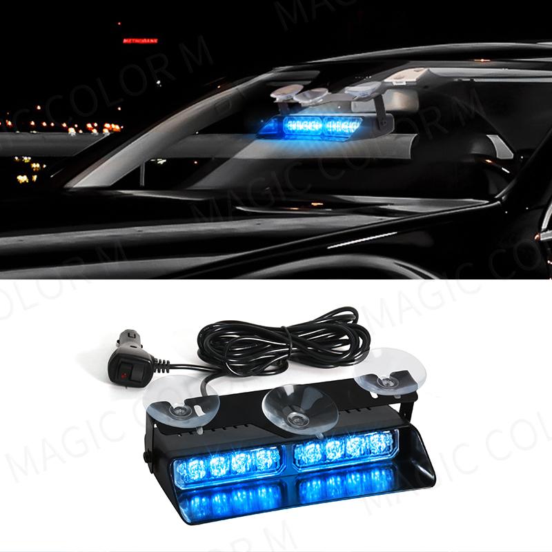 8 Bead LED Car Strobe Light Red Blue Amber White Waterproof Windshield Emergency Flash Warning Bar