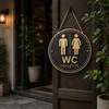 Round 2D Flat Sign Door Hanging Toilet Decoration Art Decoration German Toilet Sign  Guiding Signs