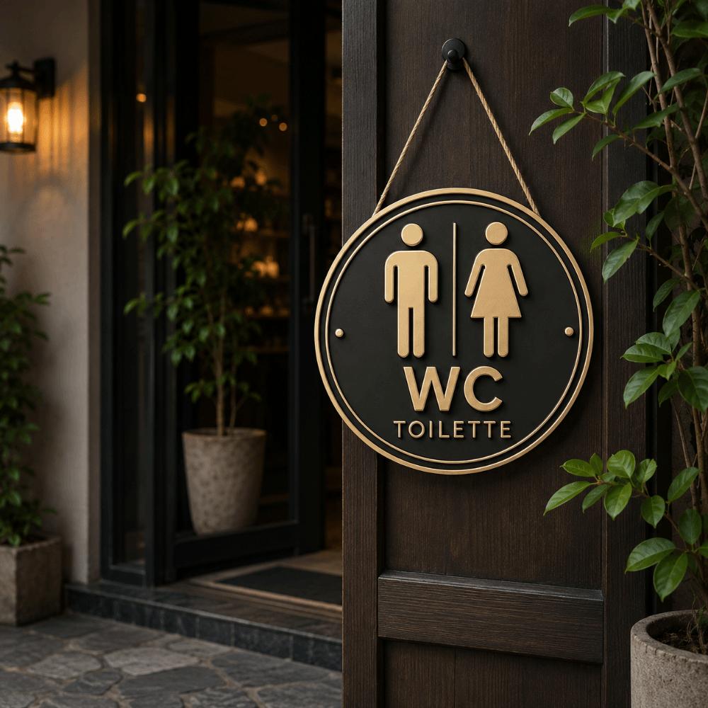 Round 2D Flat Sign Door Hanging Toilet Decoration Art Decoration German Toilet Sign Guiding Signs
