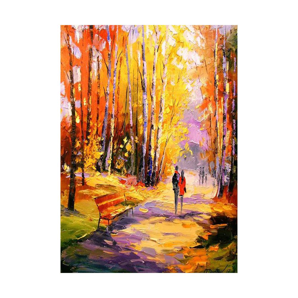 Влюбленная пара с зонтиком, идущая по улице, Эйфелева башня, холст, картина маслом, постер, осенний пейзаж, настенное искусство, домашний декор