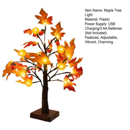 Осенняя кленовая лампа на батарейках с питанием от USB, искусственная тыква, шишка, кленовый лист, светодиодная лампа для осеннего урожая в День благодарения, украшение домашнего стола