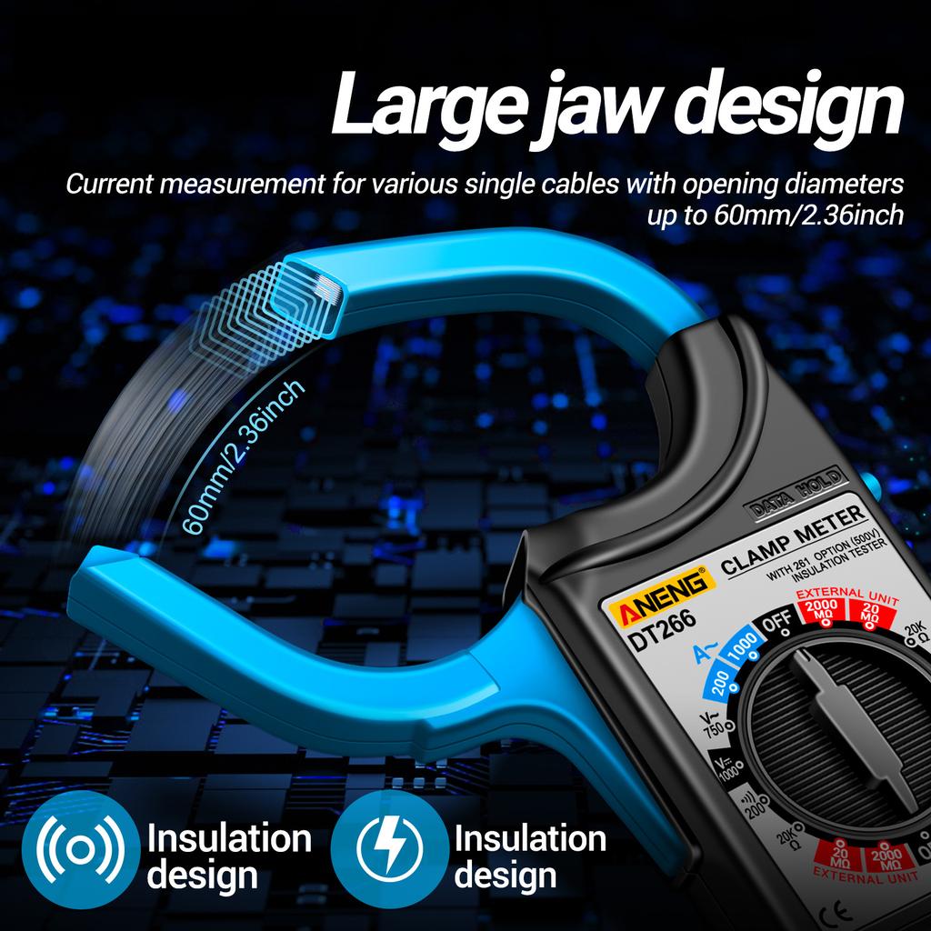 ANENG DT266 LCD 1999 Count Digital True RMS Professional Clamp Meter ACDC Current Voltage Tester