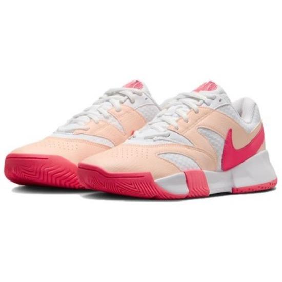 Nike Court Lite 4 Unisex Comfortable Wear Resistant Low Top Tennis Shoes White Pink Red FD6575-101