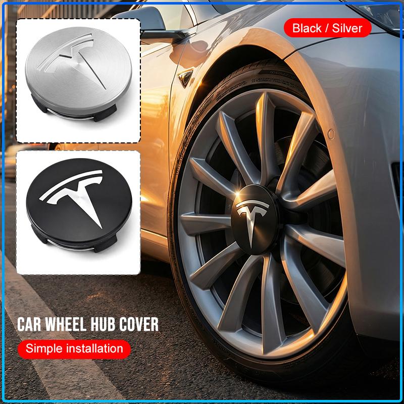 4Pcs 60mm Car Wheel Center Hub Caps Badge Accessories For Tesla Model 3 Model S Model X Model Y Roadster Performance Decor