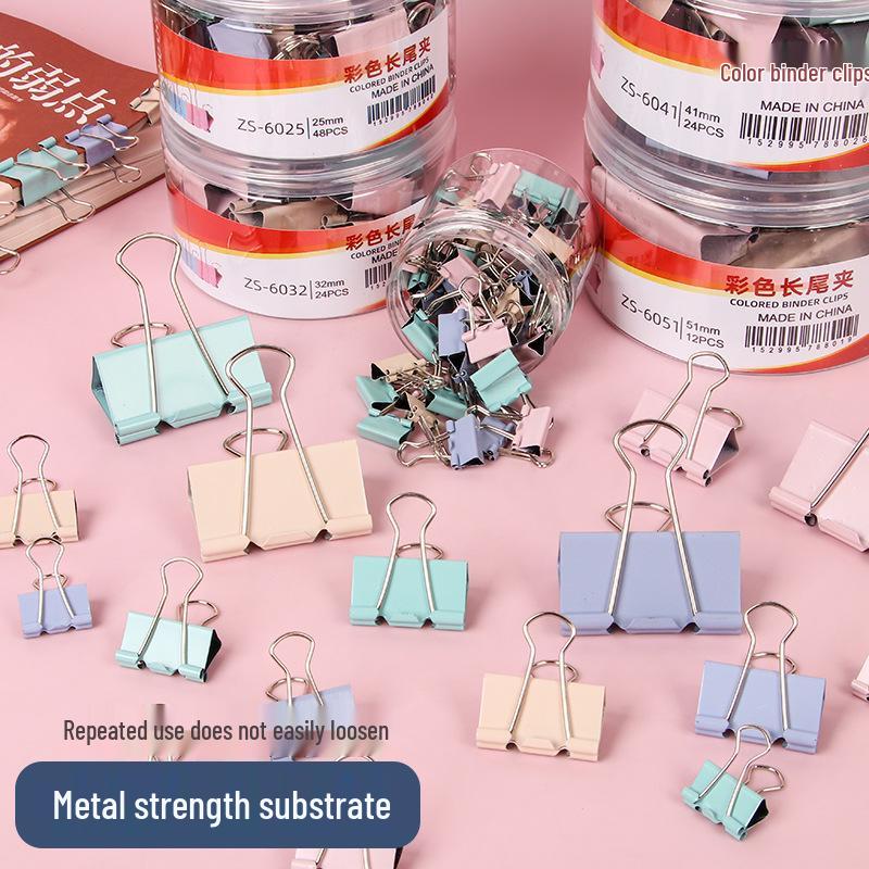 Morandi Color Phoenix Tail Metal Paper Clips - Long Tail, High-Value, Colorful Office Stationery Clips