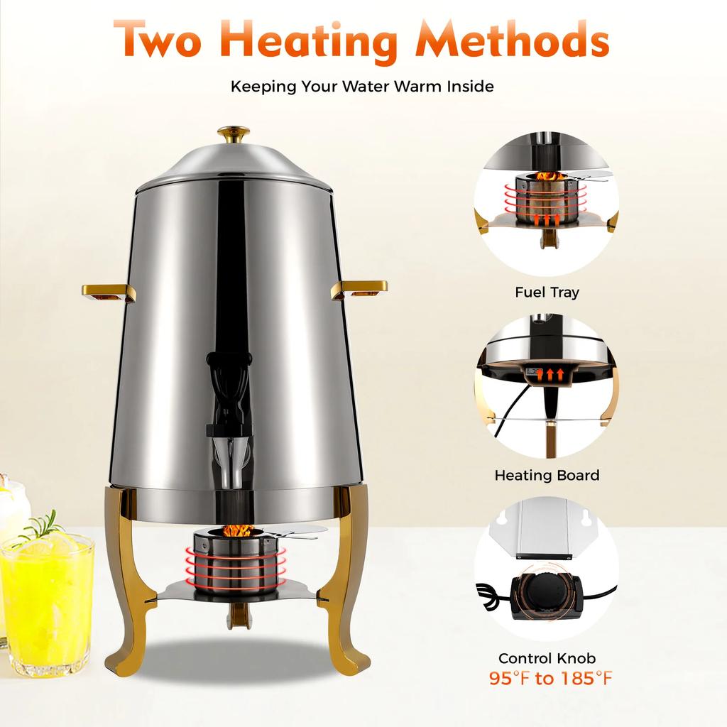 Коммерческий диспенсер горячих напитков, 13 л Электрический подогреватель кофе с регулируемой температурой (35-85°C/95-185°F) для Кофе, Чая,