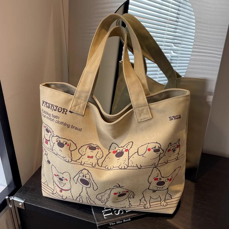 Корейская трендовая женская большая холщовая сумка-тоут, издание 2025 года – Универсальная, повседневная и вместительная наплечная сумка для поездок на работу