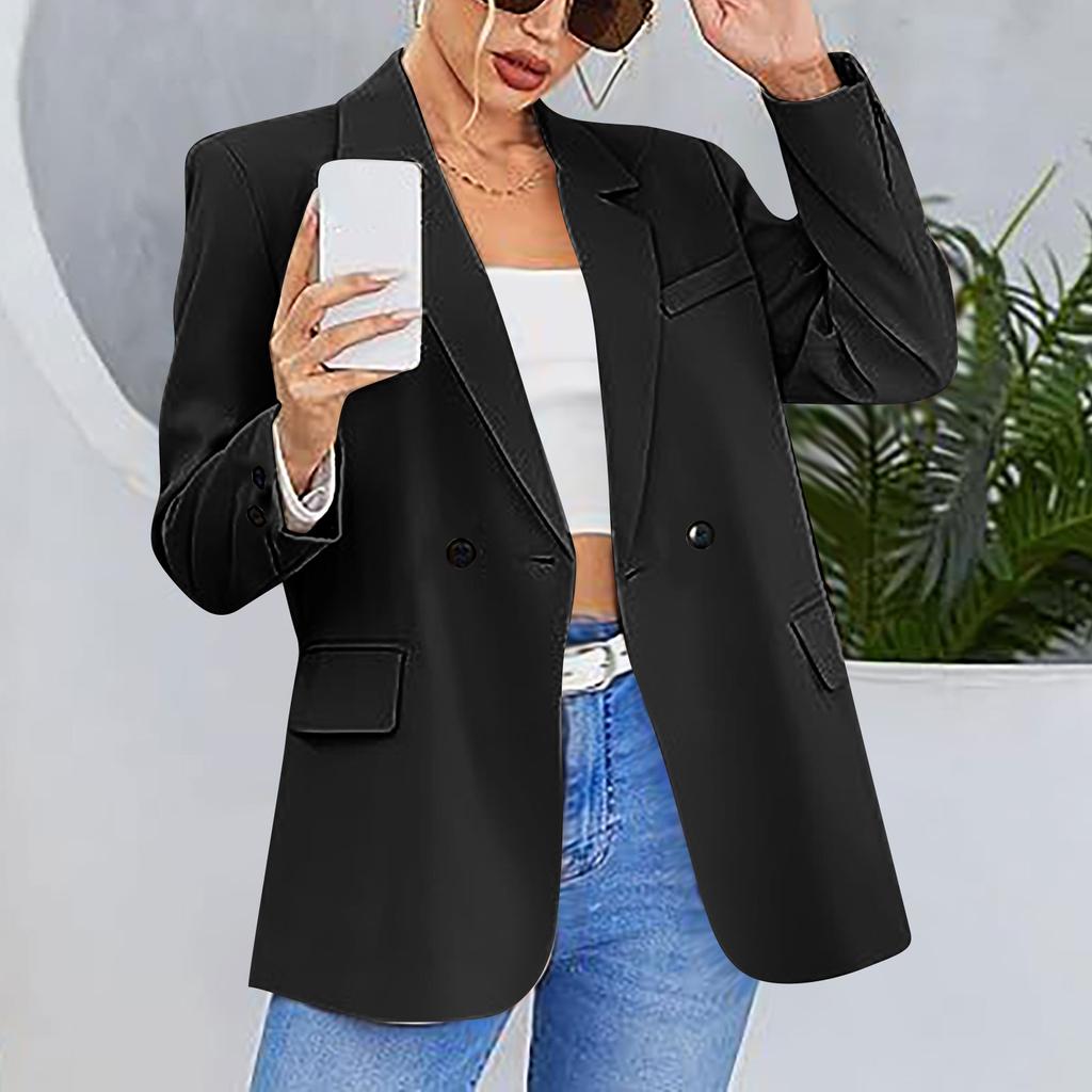 Women's Jacket Lapel Solid Color Button Decoration Slim Cardigan