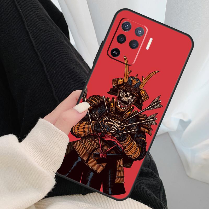 Japanese Samurai Warrior Case For Oppo A18 A38 A58 A78 A98 A80 A60 A40 A96 A76 A16 A94 A74 A54 A15 A17 A57 A77 A5 Pro